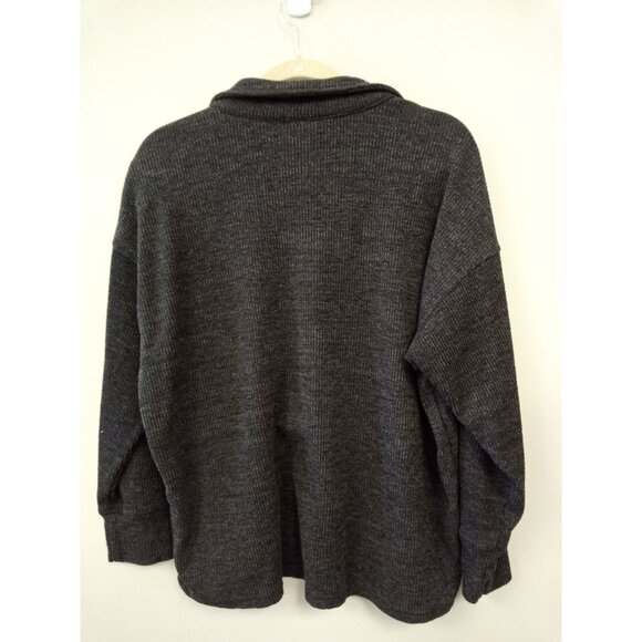 Women's Ultra Flirt Ribbed Grey V-Neck Top Size XL - Picture 2 of 4